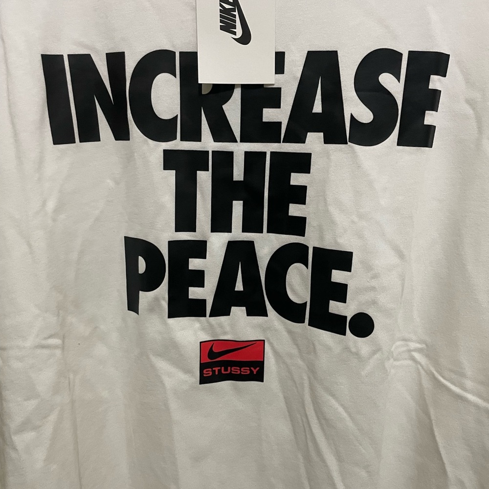 NWT Men’s Nike X Stussy Increase The Peace T-Shirt White CU9252-100 Men's Sz 2XL